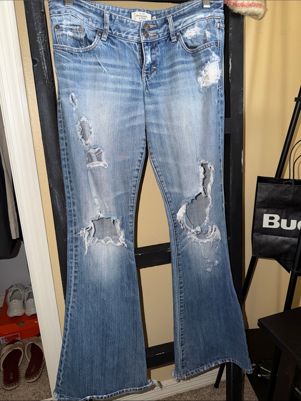 Abercrombie & Fitch Light Blue Distressed Flare Jeans